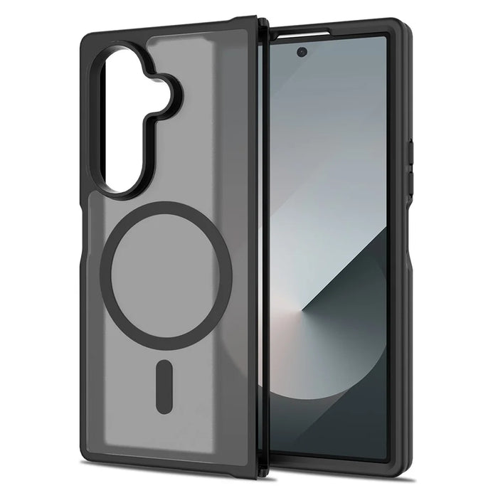 For Samsung Galaxy Z Fold7 5G Magnetic Case TPU Frame Acrylic Back Phone Cover Skin Touch - Black - 1