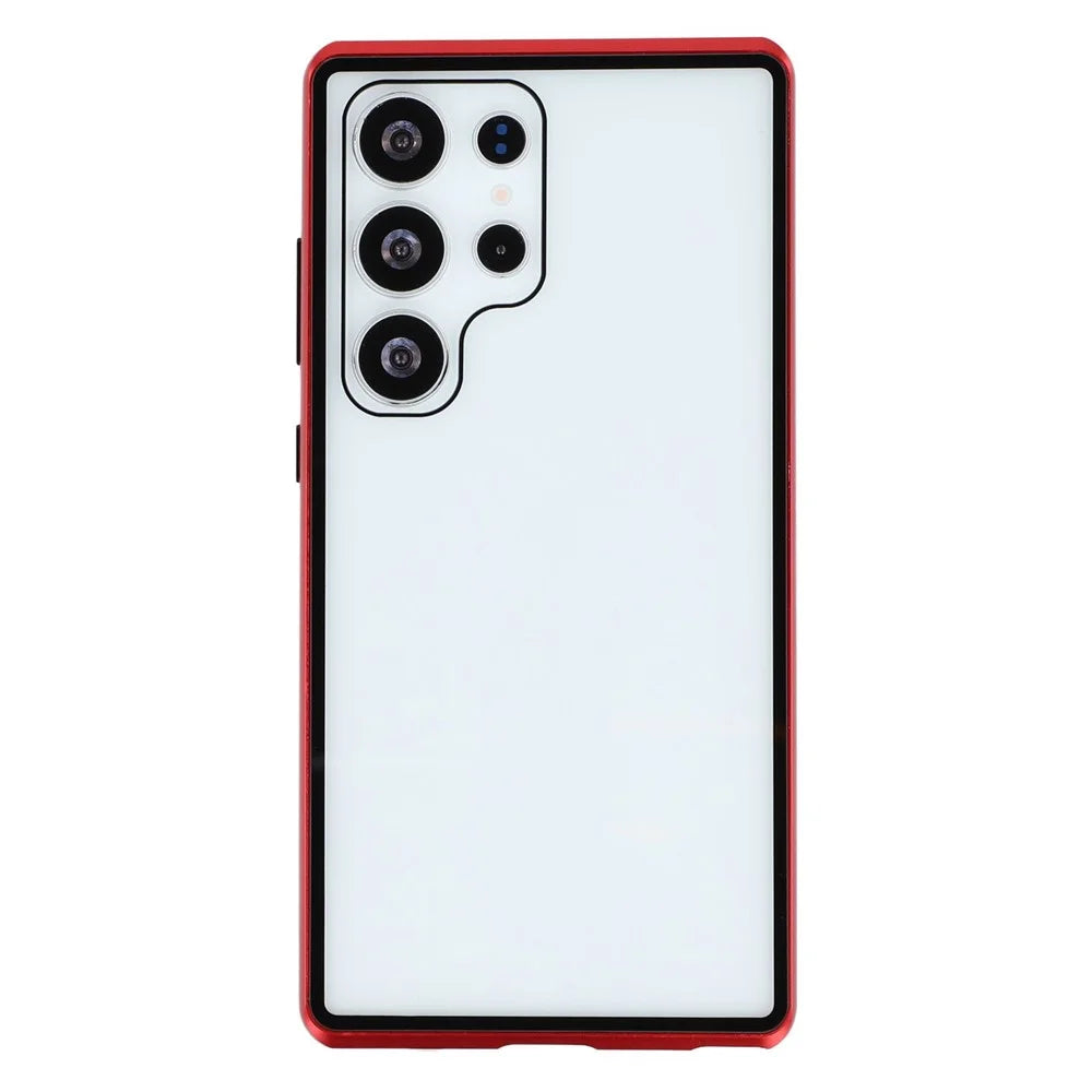 For Samsung Galaxy S25 Ultra Case with Anti-Spy Screen Protector Tempered Glass Metal Phone Cover Magnetic Clasp - Red - 4