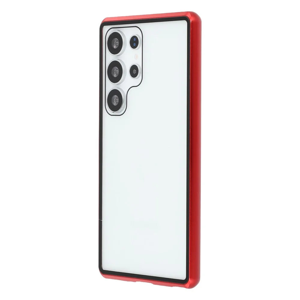 For Samsung Galaxy S25 Ultra Case with Anti-Spy Screen Protector Tempered Glass Metal Phone Cover Magnetic Clasp - Red - 5