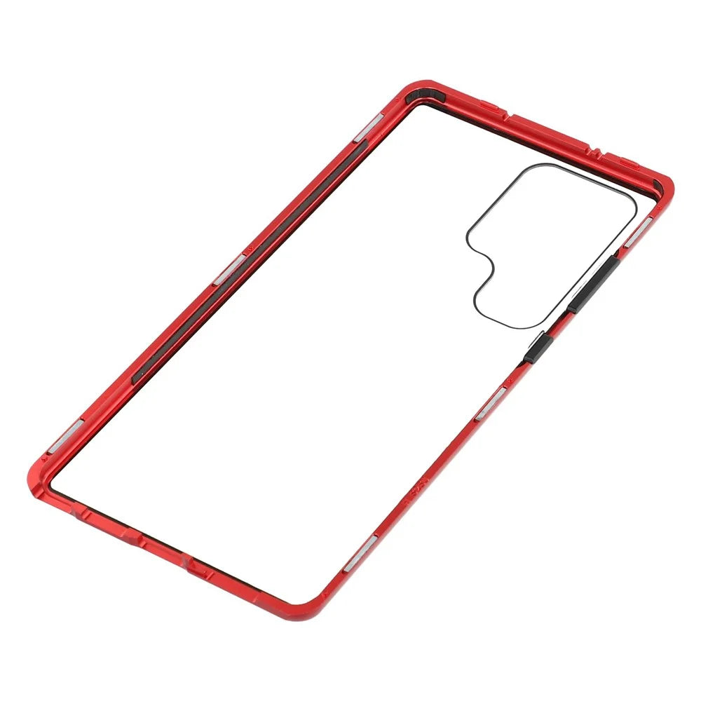 For Samsung Galaxy S25 Ultra Case with Anti-Spy Screen Protector Tempered Glass Metal Phone Cover Magnetic Clasp - Red - 7