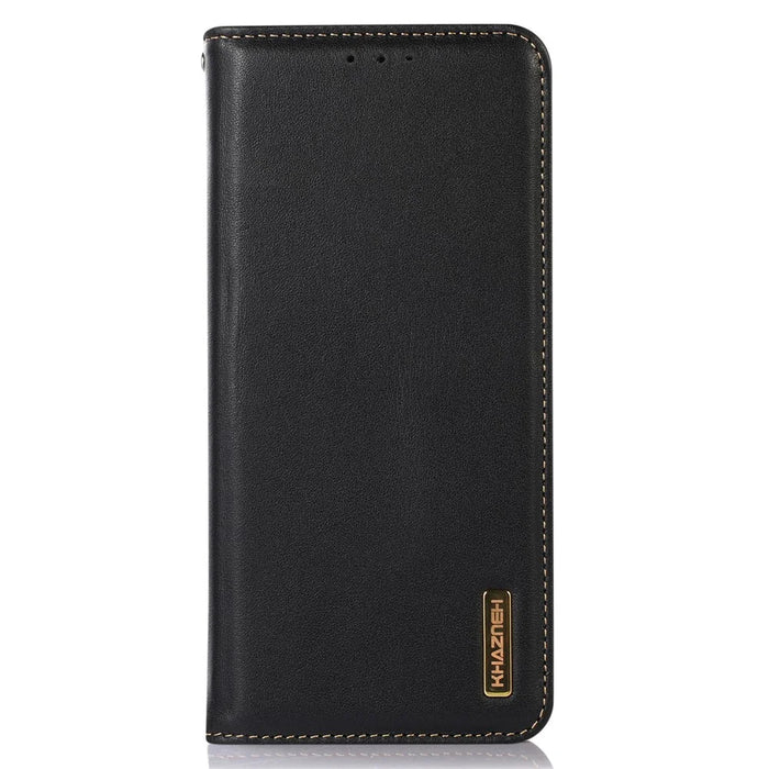 KHAZNEH For iPhone Air Case Wallet Genuine Cow Leather Phone Cover Nappa Texture - Black - 6