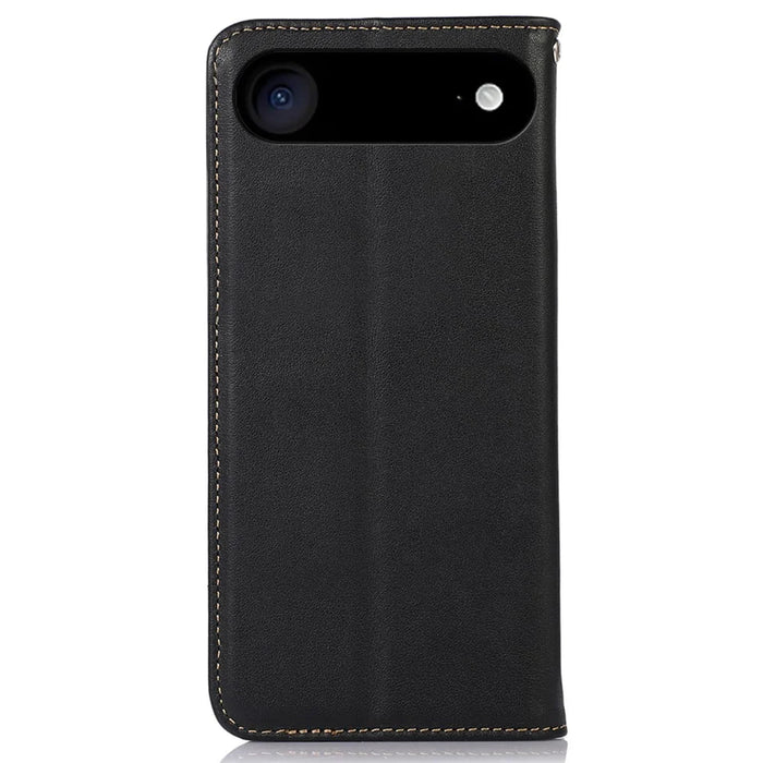 KHAZNEH For iPhone Air Case Wallet Genuine Cow Leather Phone Cover Nappa Texture - Black - 7