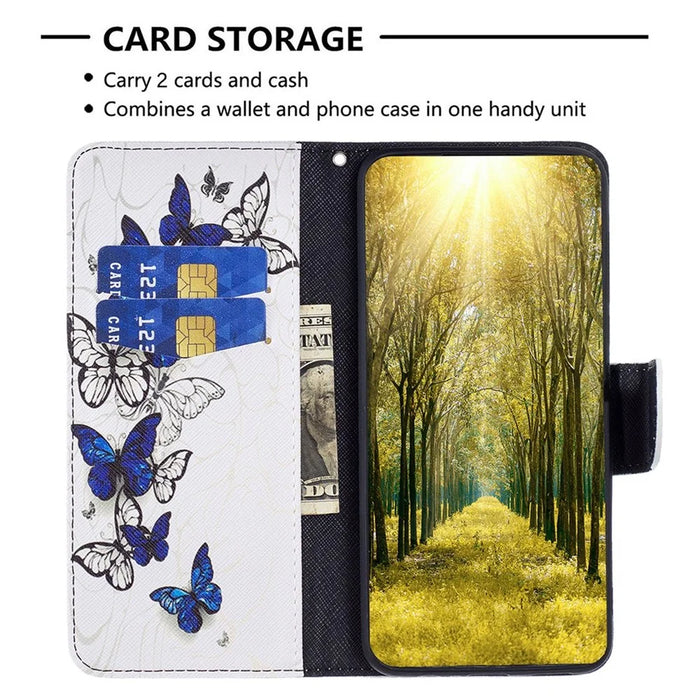 For Samsung Galaxy S23 Leather Case Pattern Printing Wallet Stand Flip Mobile Cover - Butterflies - 3