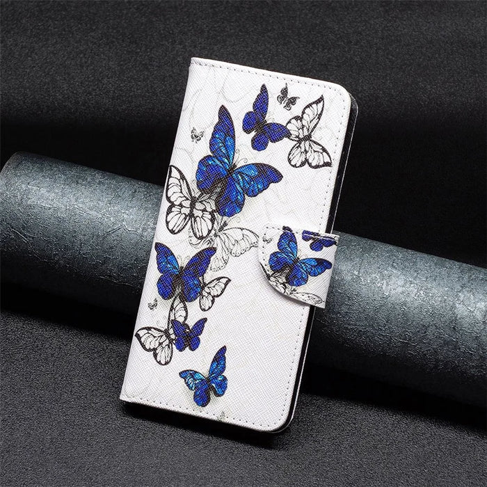 For Samsung Galaxy S23 Leather Case Pattern Printing Wallet Stand Flip Mobile Cover - Butterflies - 4