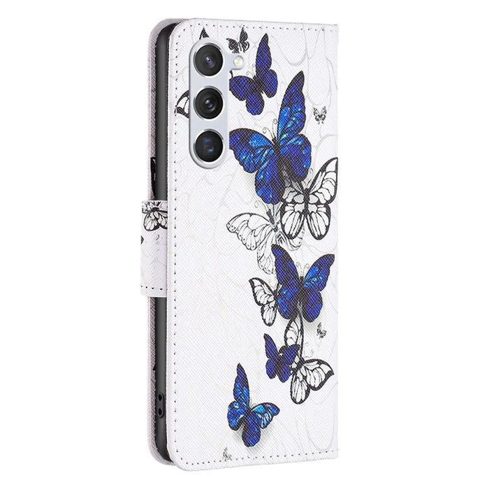 For Samsung Galaxy S23 Leather Case Pattern Printing Wallet Stand Flip Mobile Cover - Butterflies - 7