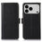 For iPhone 18 Pro / 17 Pro Case RFID Blocking Genuine Cow Leather Wallet Phone Cover - Black - 1