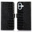 For iPhone 17 Case Crocodile Texture Genuine Cow Leather Phone Wallet Cover - Black - 1
