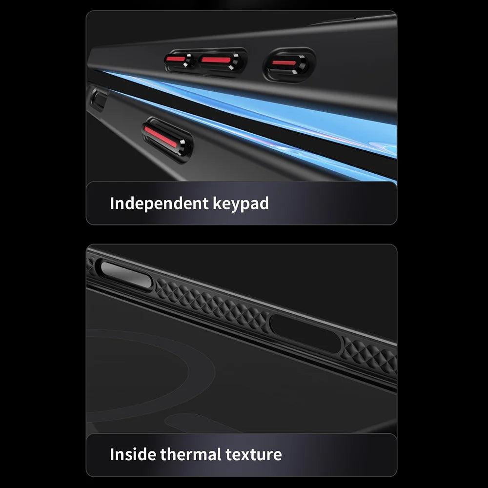 For iPhone 16 Magnetic Case TPU + Acrylic Kickstand Phone Cover with Glass Lens Film - Black - 6
