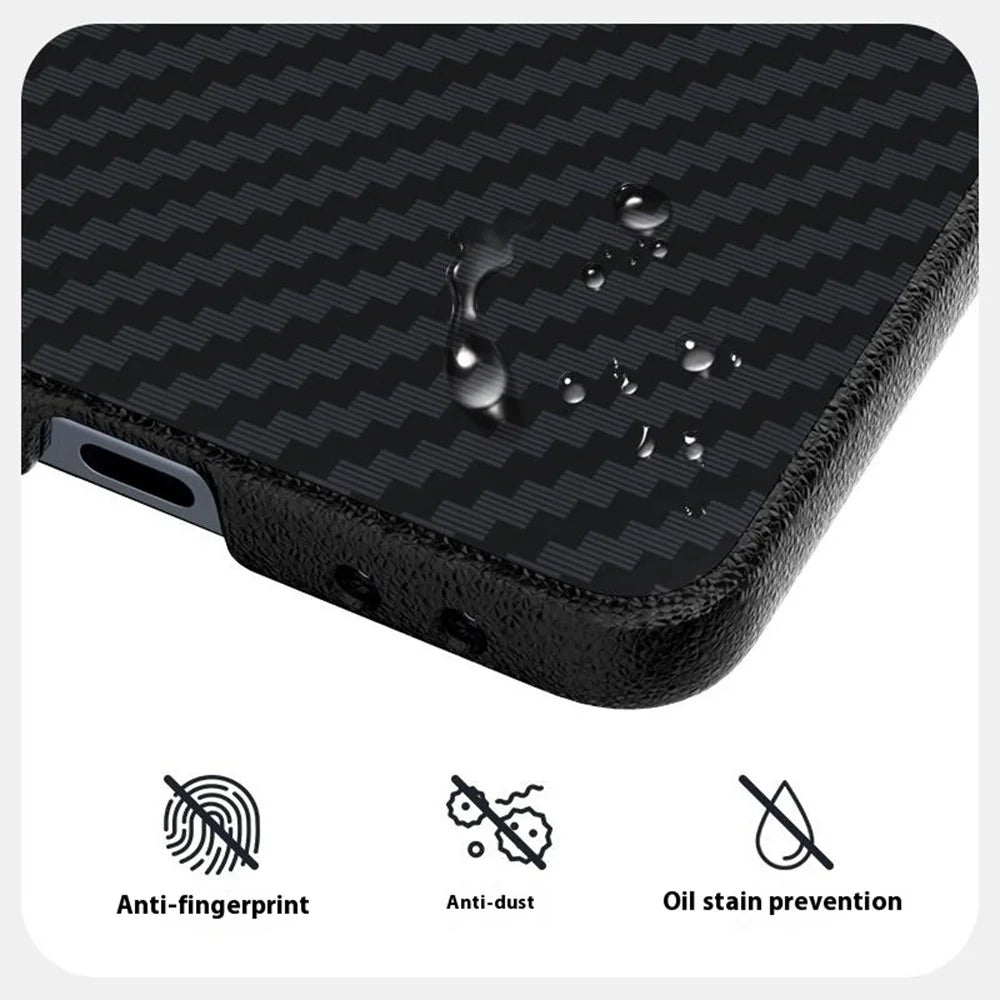 ABEEL For Samsung Galaxy Z Flip7 5G Magnetic Case Carbon Fiber Texture Back Cover - Black - 6