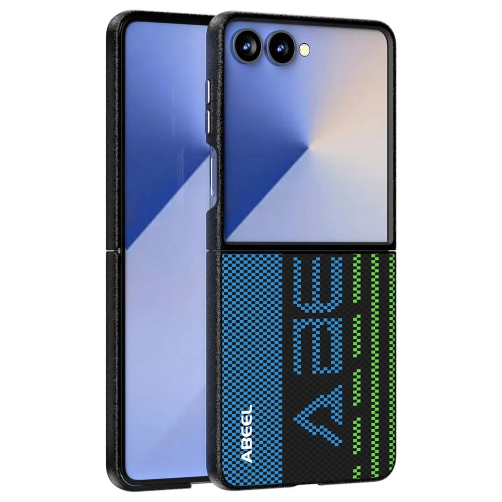 ABEEL For Samsung Galaxy Z Flip7 5G Magnetic Case Micro-Embossing 6D Printed PC Aluminum Alloy Leather Phone Cover - Outstanding No. 1 - 1