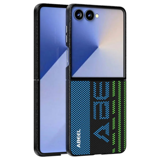 ABEEL For Samsung Galaxy Z Flip7 5G Magnetic Case Micro-Embossing 6D Printed PC Aluminum Alloy Leather Phone Cover - Outstanding No. 1 - 1