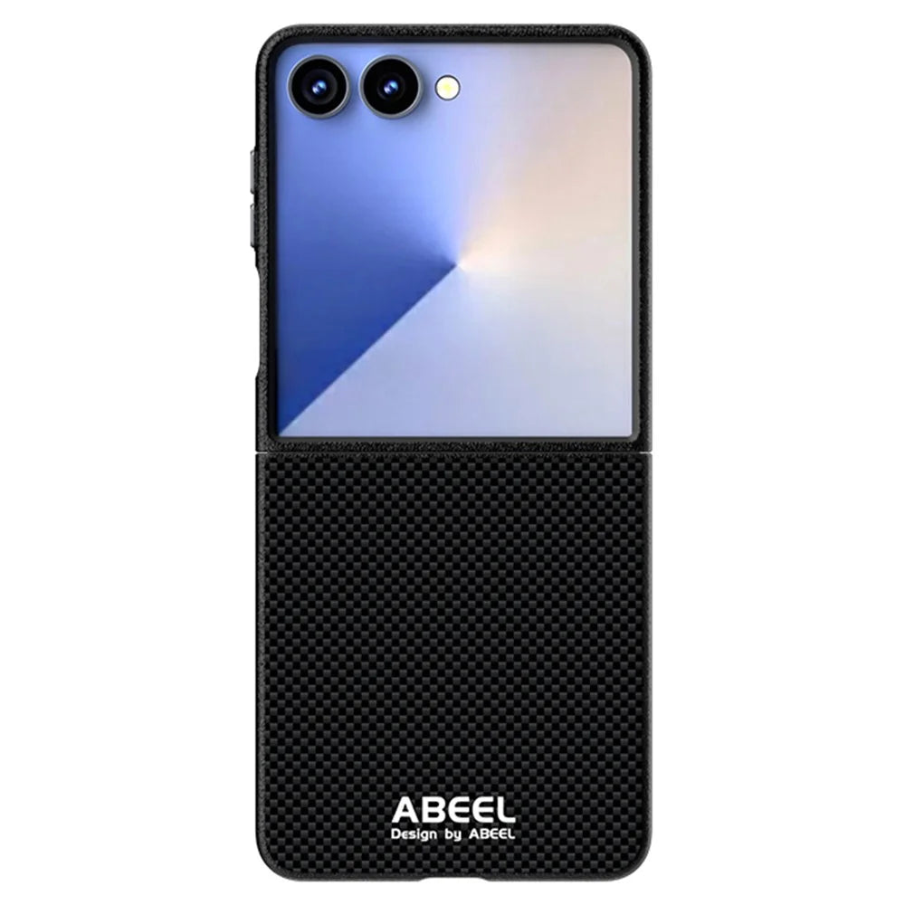 ABEEL For Samsung Galaxy Z Flip7 5G Magnetic Case Printed PC Aluminum Alloy Leather Phone Cover - Black - 2