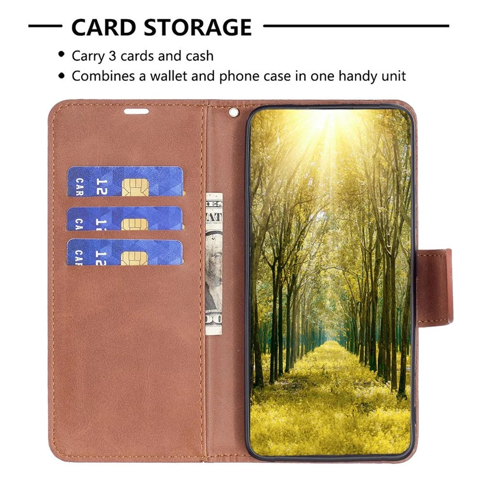 For Samsung Galaxy S23 Case Smooth Leather Wallet Stand Mobile Phone Cover with Strap - Brown - 3