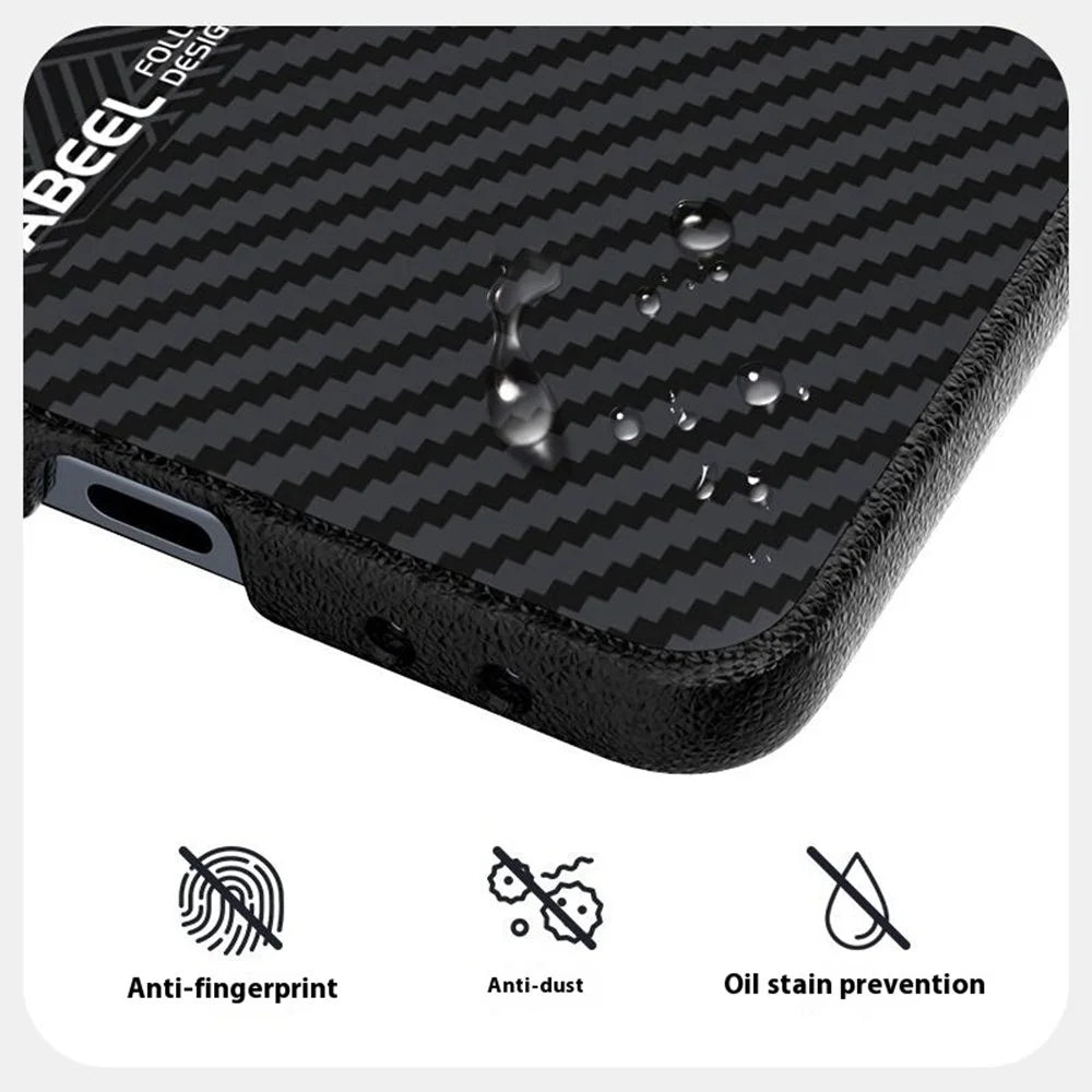 ABEEL For Samsung Galaxy Z Flip7 5G Magnetic Case PC + Aluminum Alloy + PU Leather Slim Phone Back Cover - Texture 3 - 6