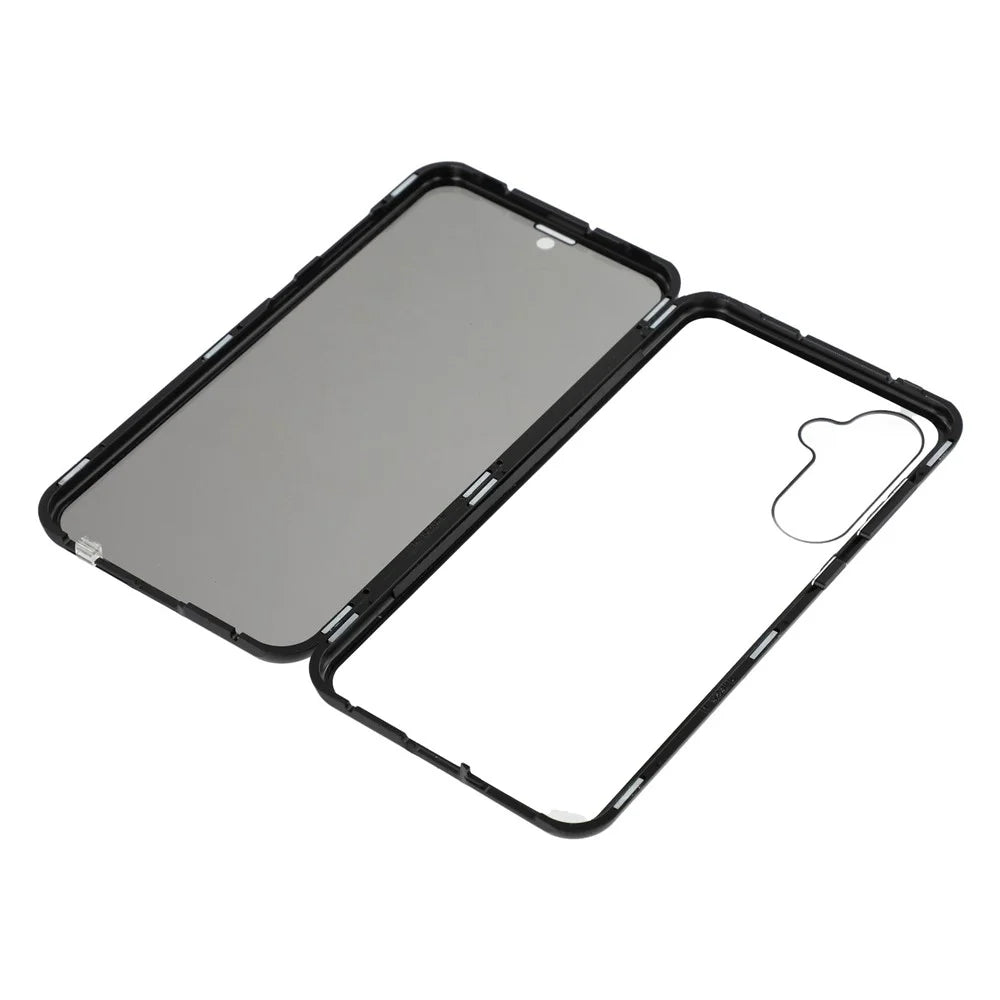 For Samsung Galaxy S23 FE Case with Anti-Spy Screen Protector Tempered Glass Metal Phone Cover Magnetic Clasp - Black - 6