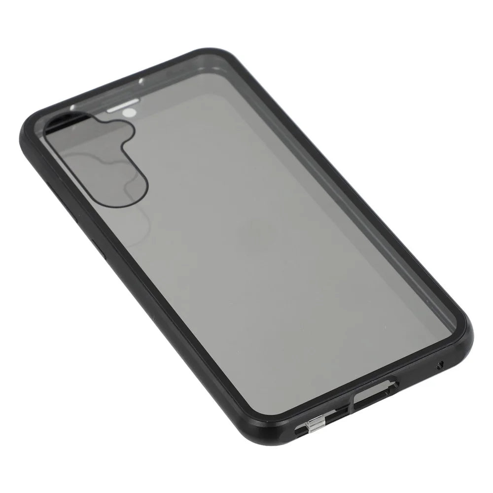 For Samsung Galaxy S23 FE Case with Anti-Spy Screen Protector Tempered Glass Metal Phone Cover Magnetic Clasp - Black - 7