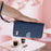 For iPhone 14 / 13 Case Bowknot Decor Wallet Leather Phone Cover with Wrist Strap - Dark Blue - 7