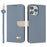 For iPhone 15 Pro Case Bowknot Decor Wallet Leather Phone Cover with Wrist Strap - Baby Blue - 1