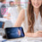 For iPhone 15 Pro Case Bowknot Decor Wallet Leather Phone Cover with Wrist Strap - Baby Blue - 3