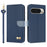 For Google Pixel 10 Pro XL / 9 Pro XL Case Bowknot Decor Wallet Leather Phone Cover with Wrist Strap - Dark Blue - 1
