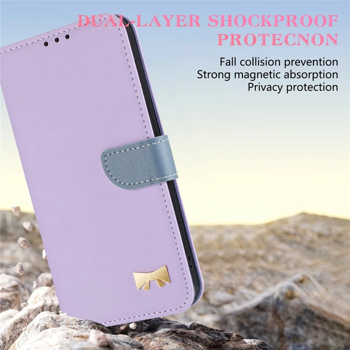 For Google Pixel 9a Case Bowknot Decor Wallet Leather Phone Cover with Wrist Strap - Purple - 5