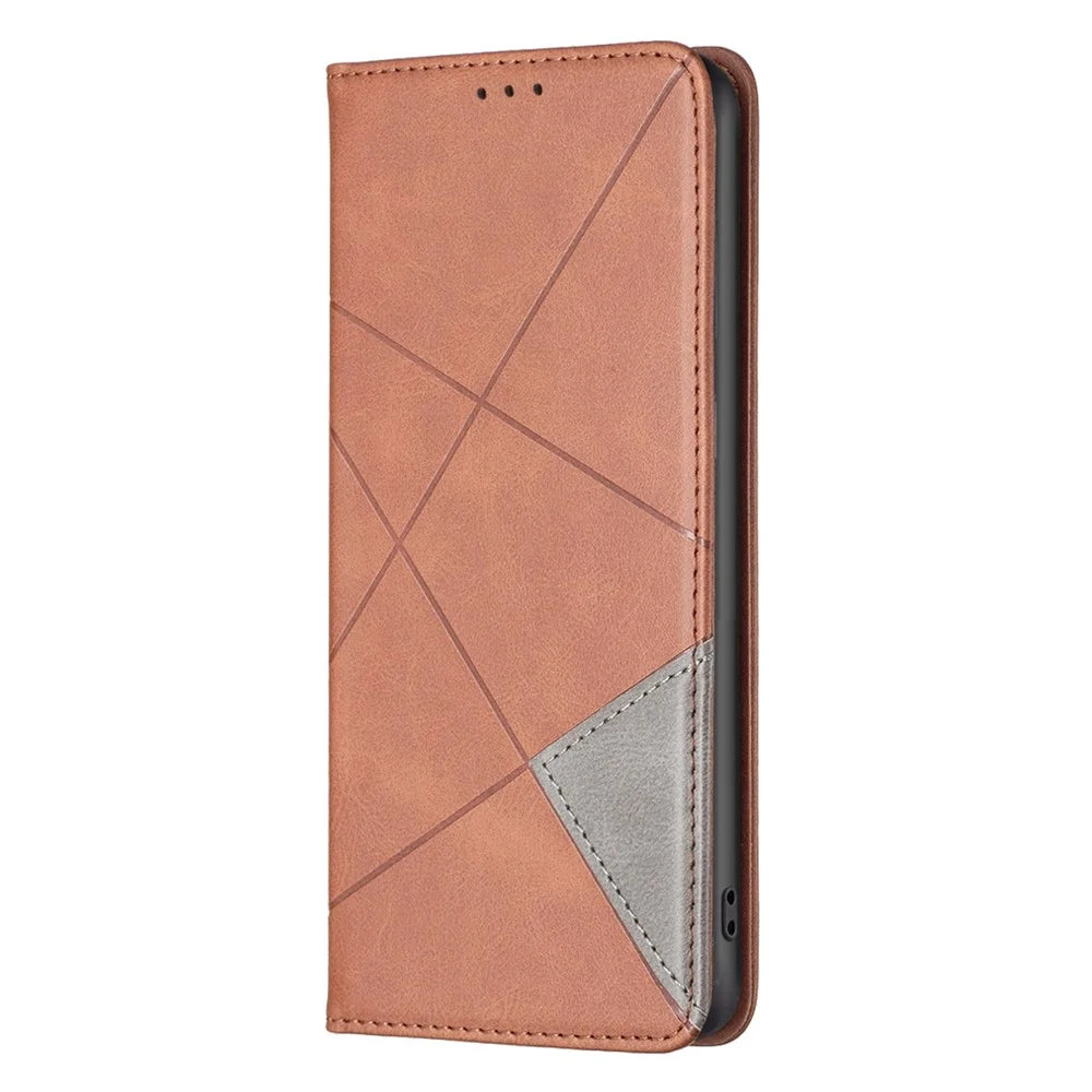 For Samsung Galaxy S23 Leather Case with Card Holder Imprinting Pattern Phone Stand Cover - Brown - 6