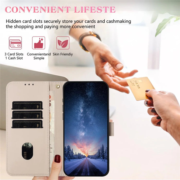 For Samsung Galaxy A55 5G Case Bowknot Decor Wallet Leather Phone Cover with Wrist Strap - Khaki - 2
