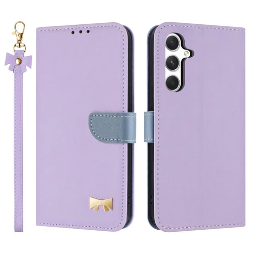 For Samsung Galaxy A36 5G / A56 5G Case Bowknot Decor Wallet Leather Phone Cover with Wrist Strap - Purple - 1
