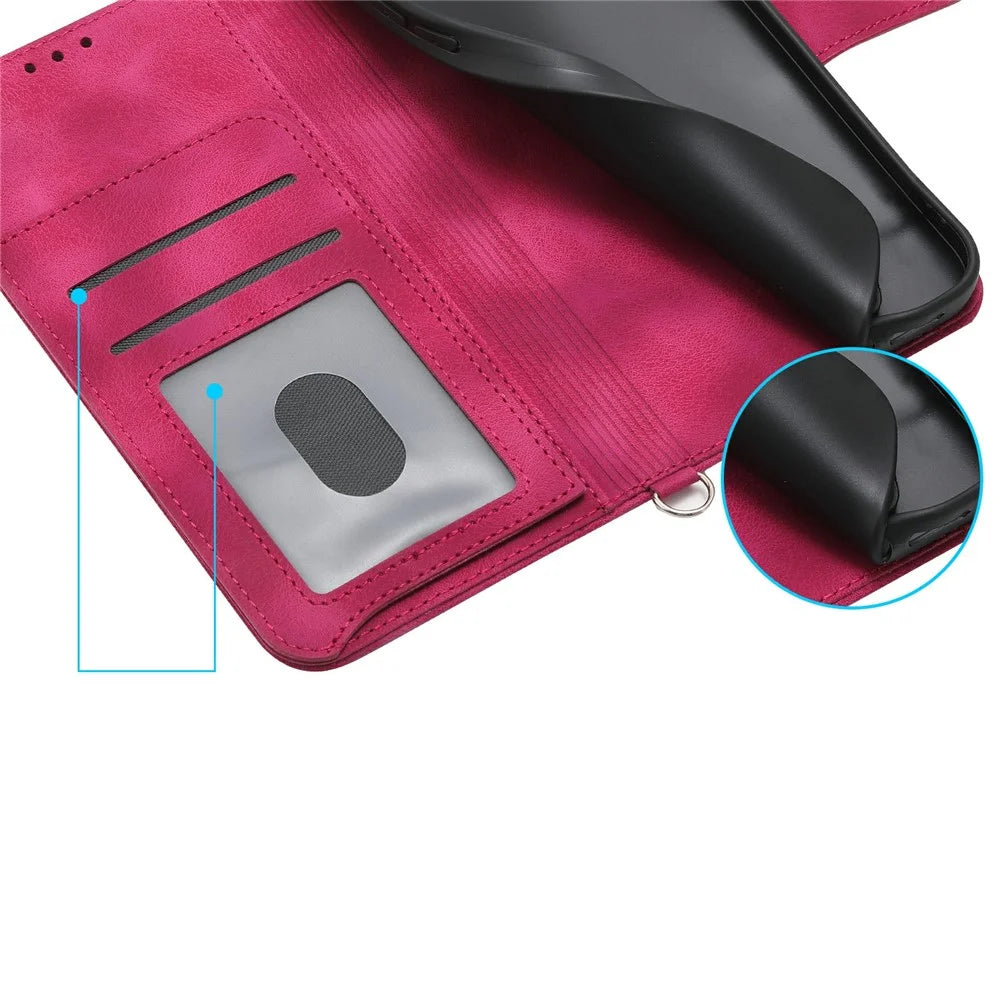For Sony Xperia 1 VII Case Flower Pattern PU Leather Wallet Phone Cover with Strap - Wine Red - 5