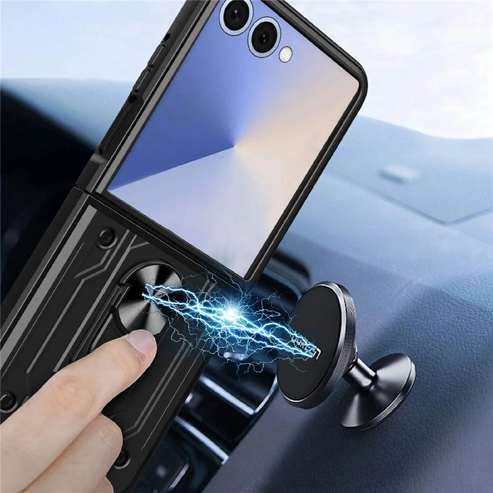 For Samsung Galaxy Z Flip7 5G Case Kickstand PC Phone Back Cover - Black - 3
