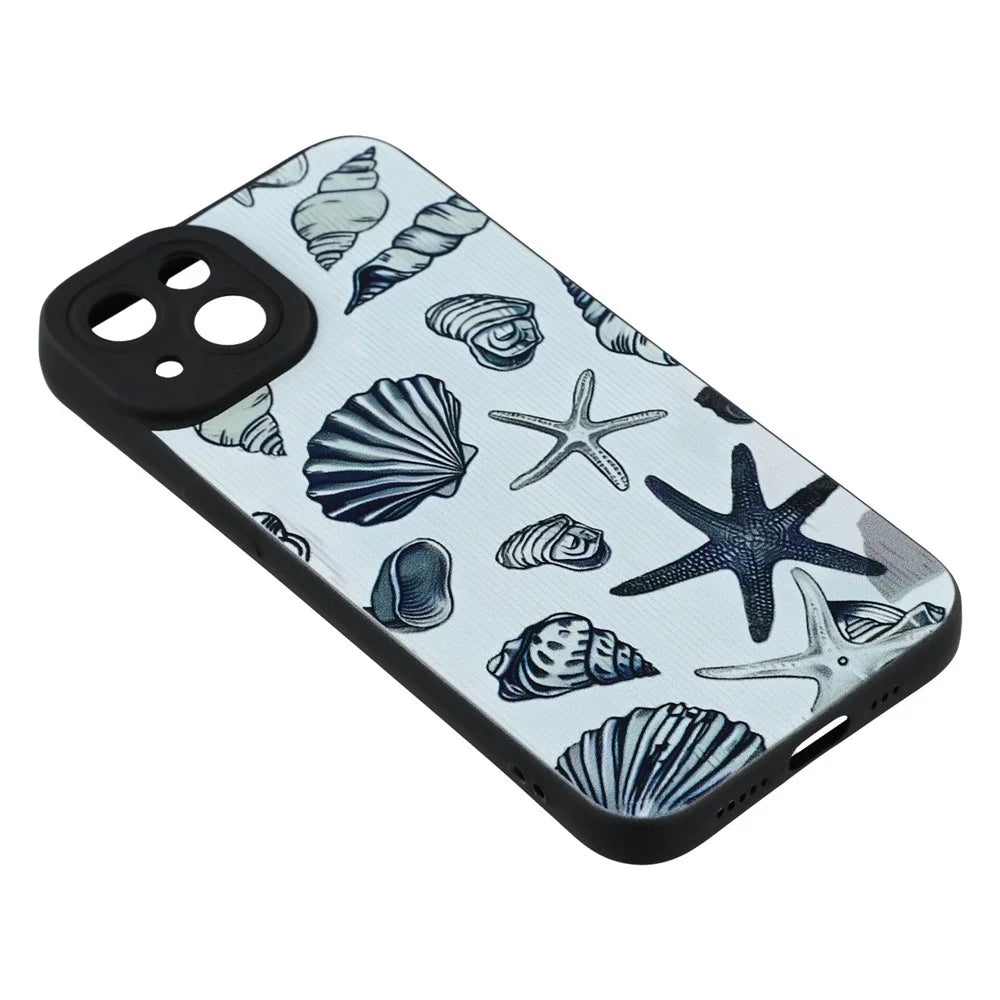 For iPhone 13 mini Case Starfish Shells Pattern Shockproof TPU Phone Back Cover - 5