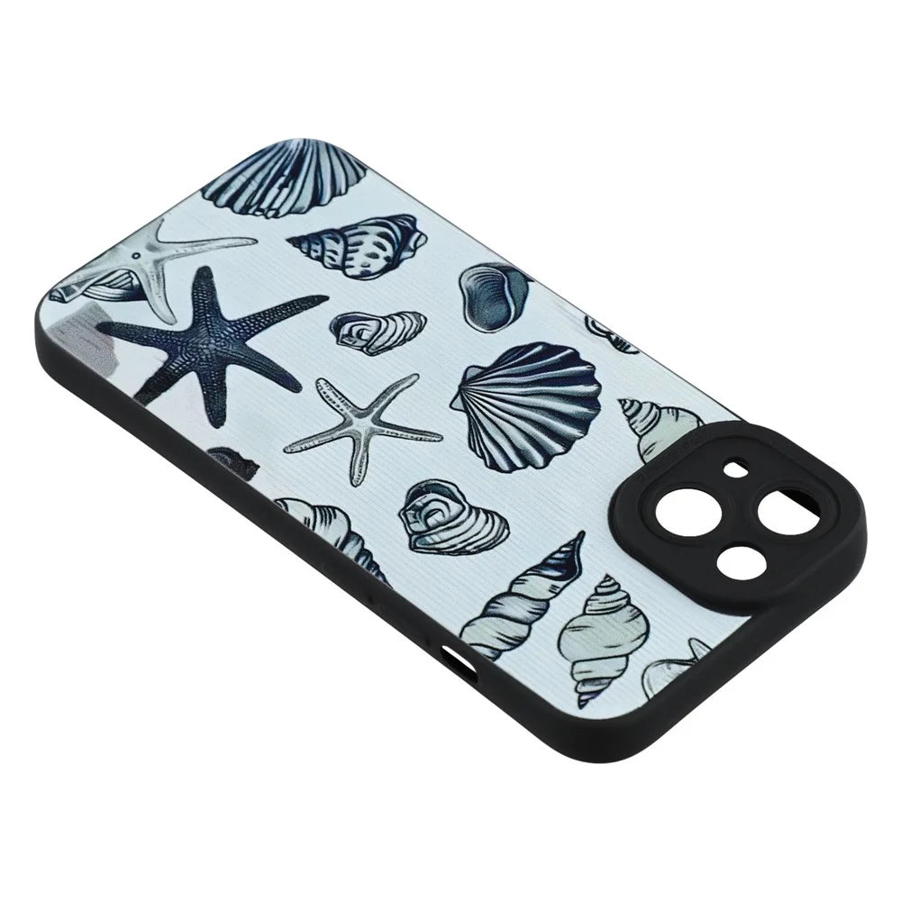 For iPhone 13 mini Case Starfish Shells Pattern Shockproof TPU Phone Back Cover - 6