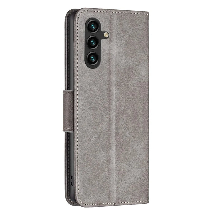 For Samsung Galaxy A14 5G / A14 4G Case Smooth Leather Wallet Stand Mobile Phone Cover with Strap - Grey - 7