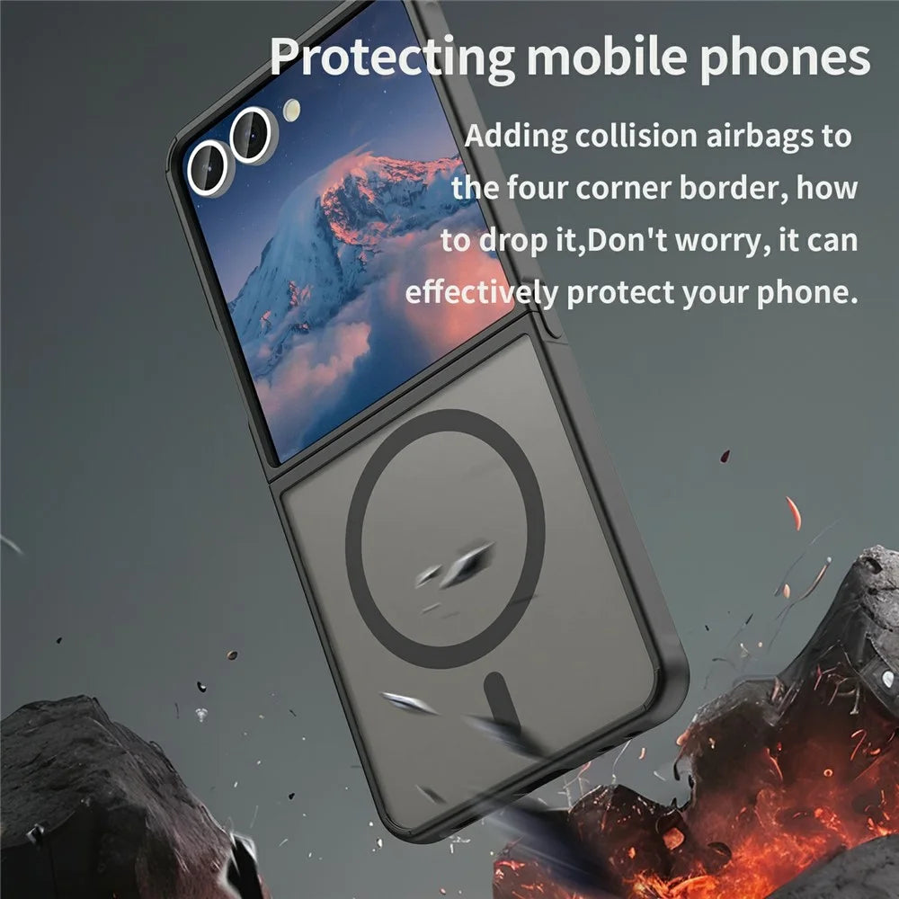 For Samsung Galaxy Z Flip7 5G Magnetic Case Anti Drop PC + TPU Phone Cover - Black - 3