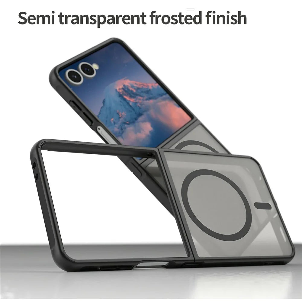 For Samsung Galaxy Z Flip7 5G Magnetic Case Anti Drop PC + TPU Phone Cover - Black - 4