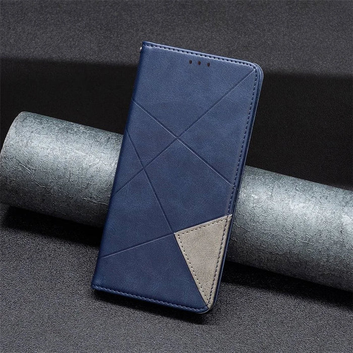 For Samsung Galaxy A14 5G / A14 4G Leather Case with Card Holder Imprinting Pattern Phone Stand Cover - Blue - 5