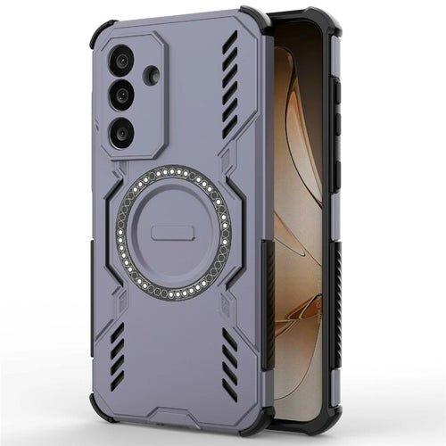 For Samsung Galaxy M56 5G Magnetic Case Butterfly Armor Hollow Heat Dissipation PC + TPU Phone Cover - Purple - 1