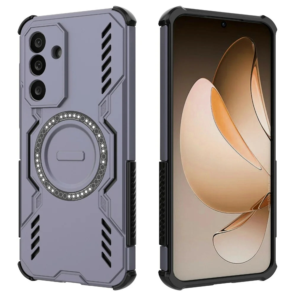 For Samsung Galaxy M56 5G Magnetic Case Butterfly Armor Hollow Heat Dissipation PC + TPU Phone Cover - Purple - 2