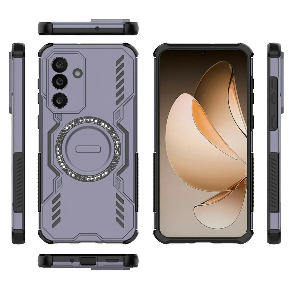 For Samsung Galaxy M56 5G Magnetic Case Butterfly Armor Hollow Heat Dissipation PC + TPU Phone Cover - Purple - 4