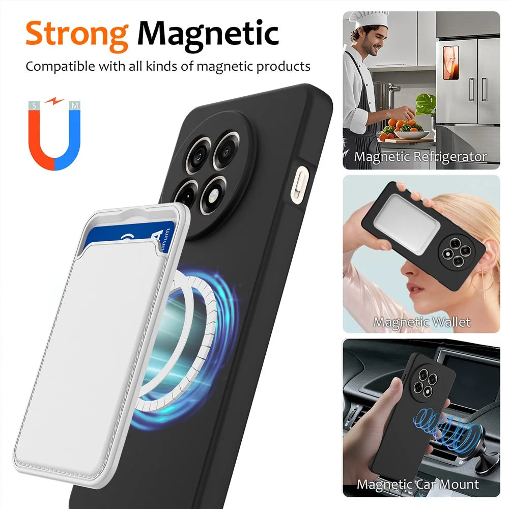 For OnePlus Ace 5 5G / OnePlus Ace 5 Pro 5G / OnePlus 13R 5G Magnetic Case Anti-Drop Liquid Silicone Phone Cover - Black - 3