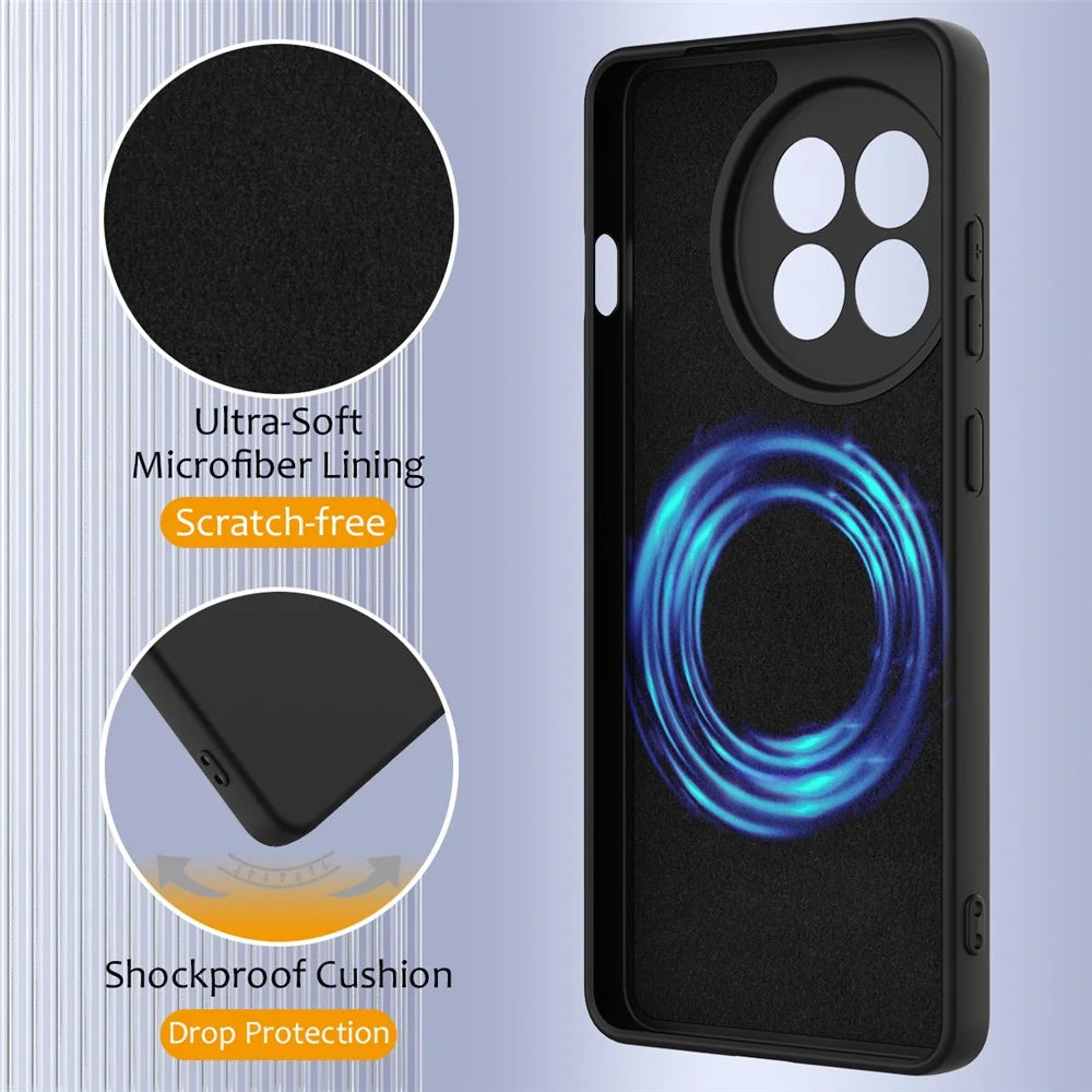 For OnePlus Ace 5 5G / OnePlus Ace 5 Pro 5G / OnePlus 13R 5G Magnetic Case Anti-Drop Liquid Silicone Phone Cover - Black - 7