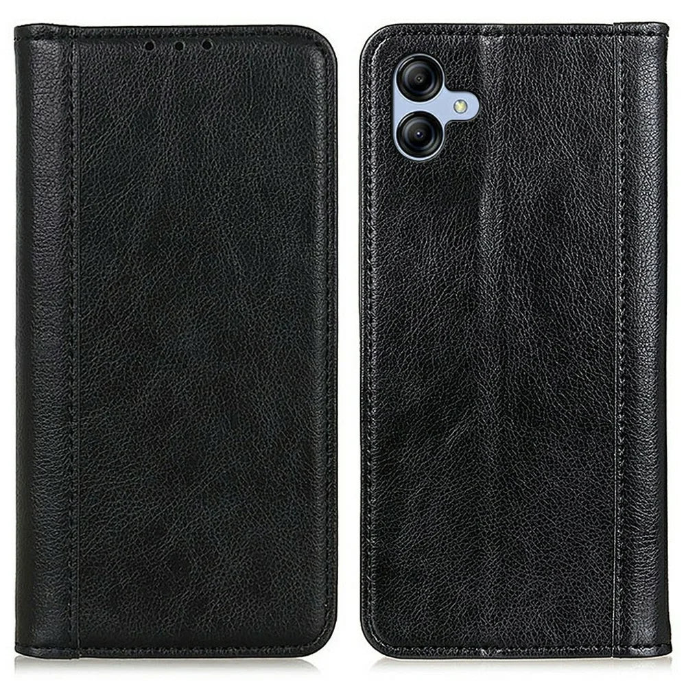 For Samsung Galaxy A08 5G / A08 4G / A07 5G / A07 4G / A06 5G / A06 4G Stand Case Split Leather Litchi Texture Wallet Phone Cover - Black - 1