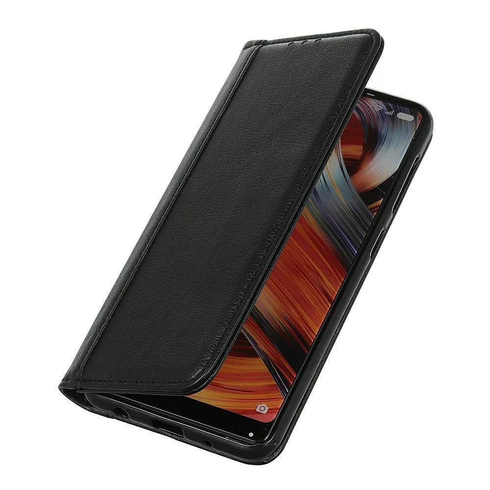 For Samsung Galaxy A08 5G / A08 4G / A07 5G / A07 4G / A06 5G / A06 4G Stand Case Split Leather Litchi Texture Wallet Phone Cover - Black - 4