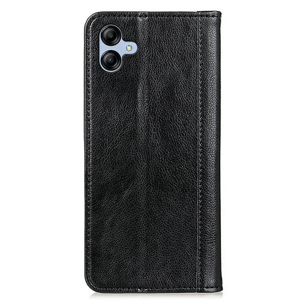 For Samsung Galaxy A08 5G / A08 4G / A07 5G / A07 4G / A06 5G / A06 4G Stand Case Split Leather Litchi Texture Wallet Phone Cover - Black - 7