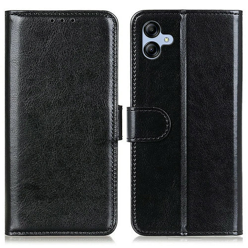 For Samsung Galaxy A08 5G / A08 4G / A07 5G / A07 4G / A06 5G / A06 4G Case Crazy Horse Texture PU Leather Phone Stand Cover - Black - 1