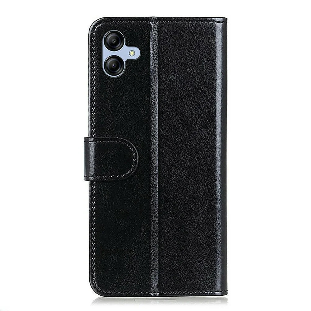 For Samsung Galaxy A08 5G / A08 4G / A07 5G / A07 4G / A06 5G / A06 4G Case Crazy Horse Texture PU Leather Phone Stand Cover - Black - 6