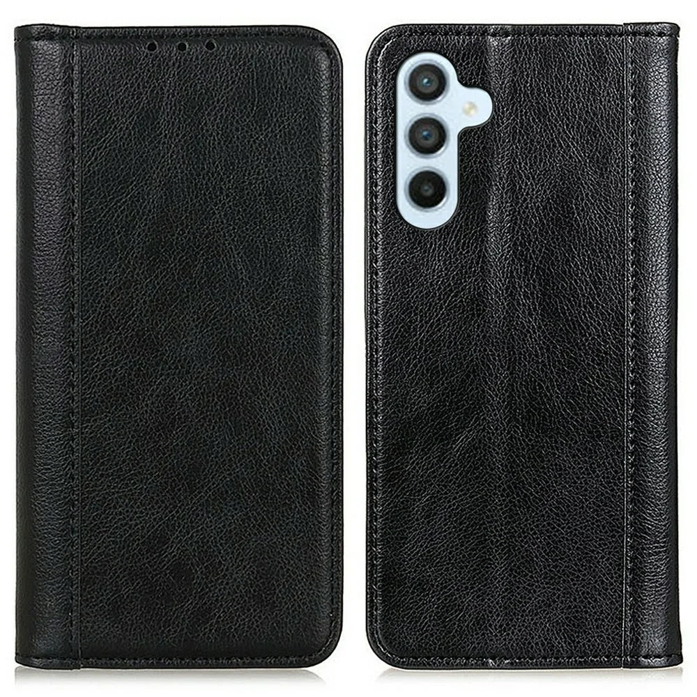 For Samsung Galaxy A18 5G / A18 4G / A17 5G / A17 4G / A26 5G Stand Case Split Leather Litchi Texture Wallet Phone Cover - Black - 1