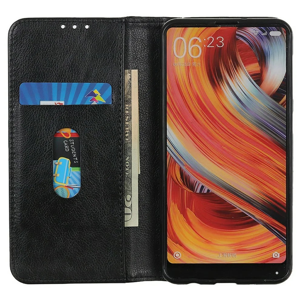For Samsung Galaxy A18 5G / A18 4G / A17 5G / A17 4G / A26 5G Stand Case Split Leather Litchi Texture Wallet Phone Cover - Black - 2