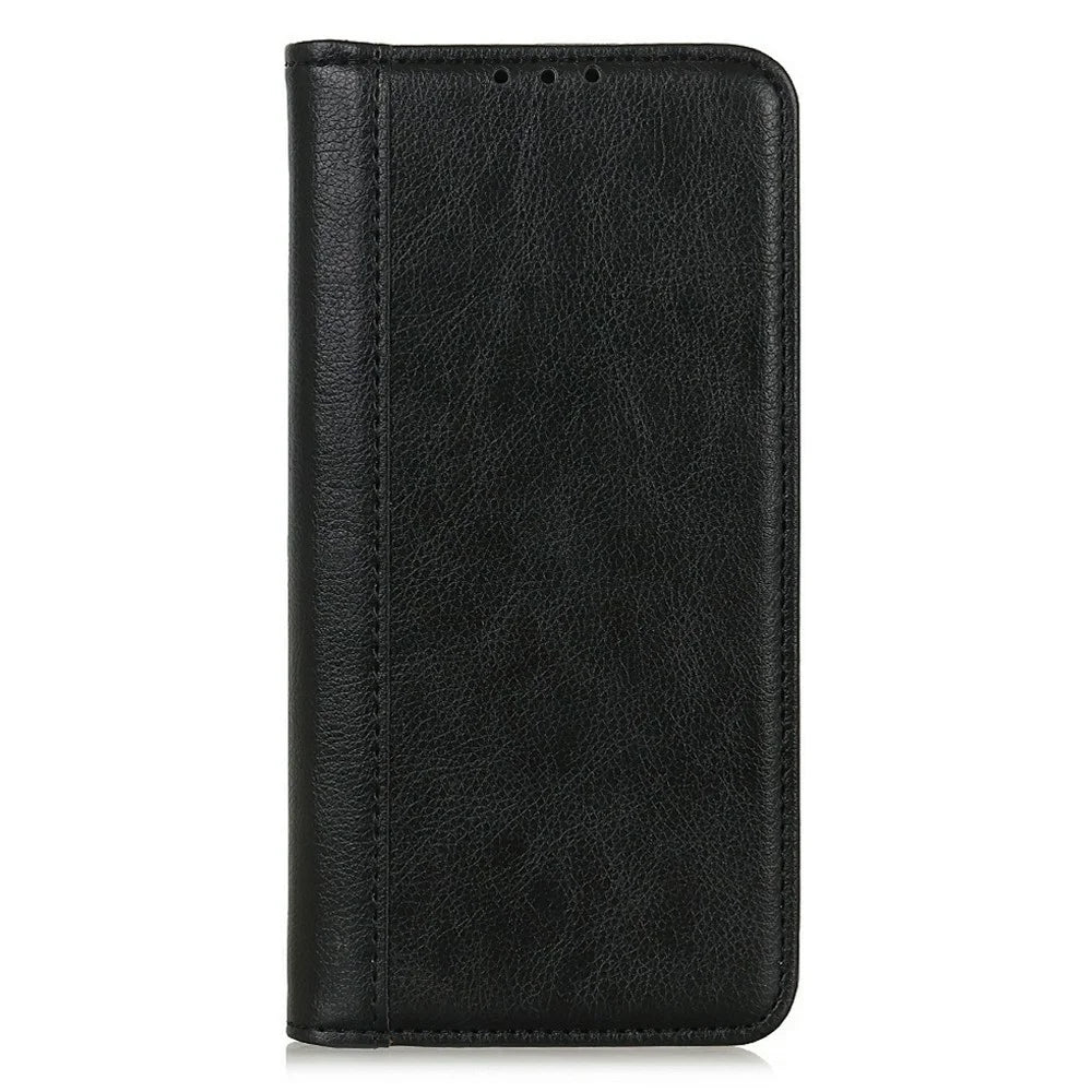 For Samsung Galaxy A18 5G / A18 4G / A17 5G / A17 4G / A26 5G Stand Case Split Leather Litchi Texture Wallet Phone Cover - Black - 6