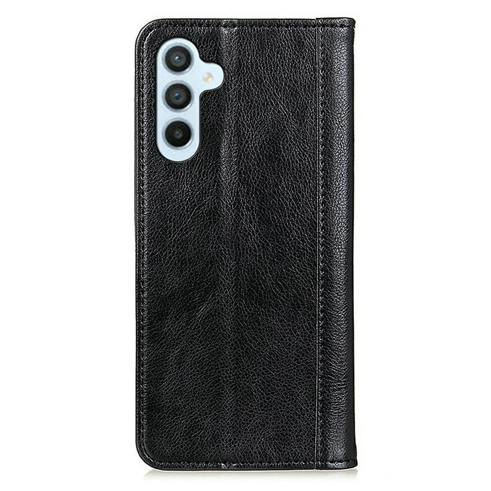 For Samsung Galaxy A18 5G / A18 4G / A17 5G / A17 4G / A26 5G Stand Case Split Leather Litchi Texture Wallet Phone Cover - Black - 7